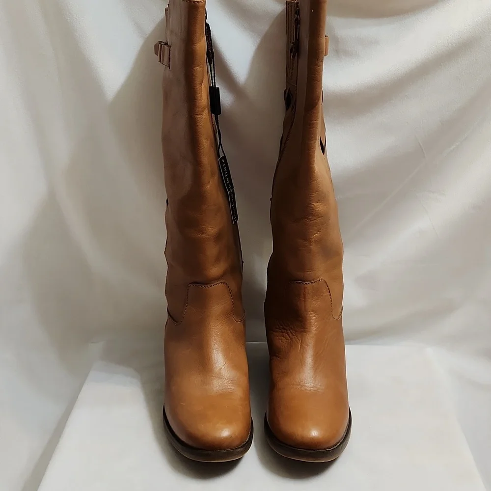 Fabianelli Woven Brown Leather Tall Lined Boots (W Size 37)